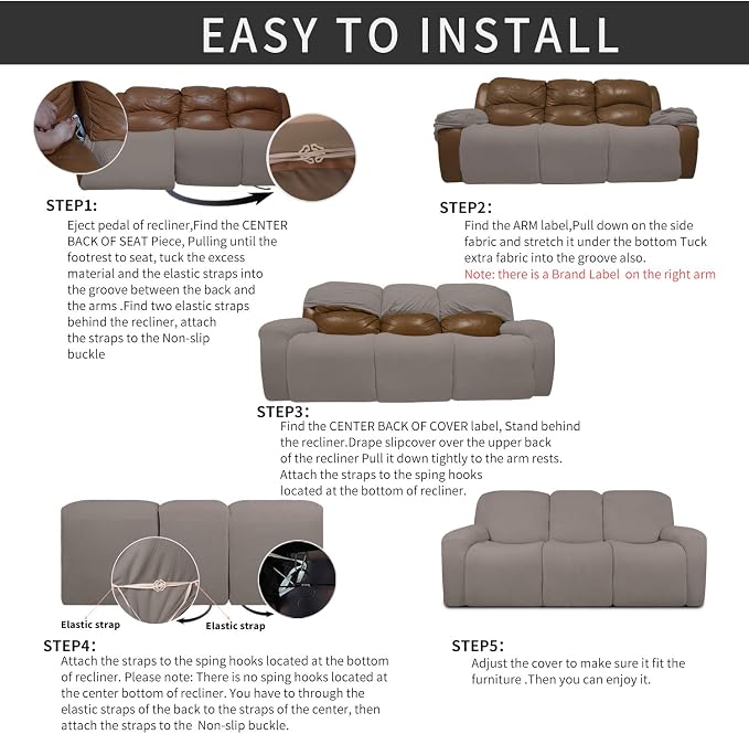 Easy-Going 8 Pieces Recliner Sofa Stretch Sofa Slipcover Sofa Cover Furniture - Image 4