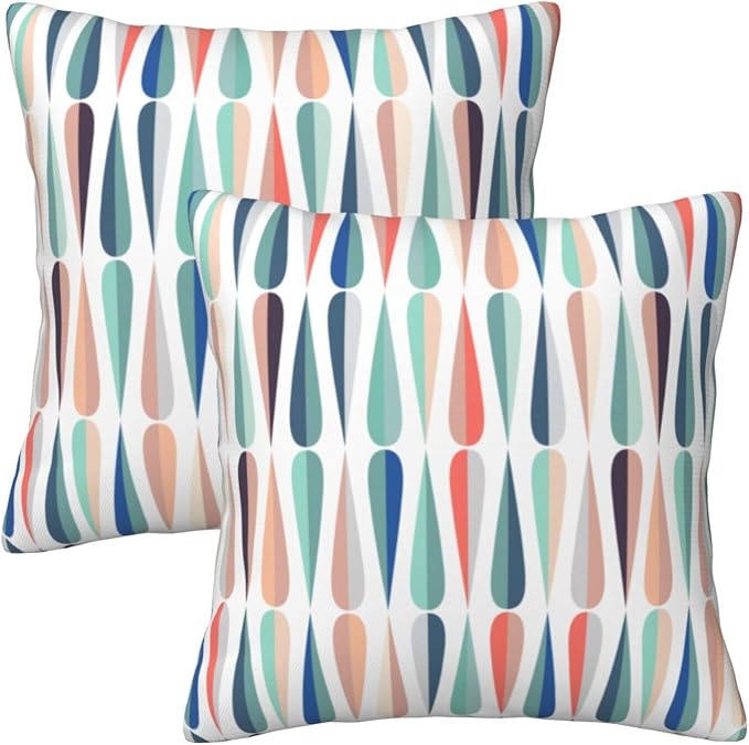 bassyil Mid Century Retro Drop Throw Pillow Covers Decorative Linen Pillow by bassyilCustomizedforlife