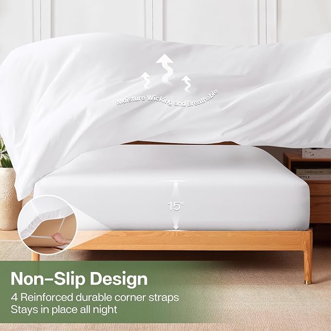 MR&HM Queen Fitted Sheet Only, Ultra-Soft Rayon Derived from Bamboo & Polyester - Image 6