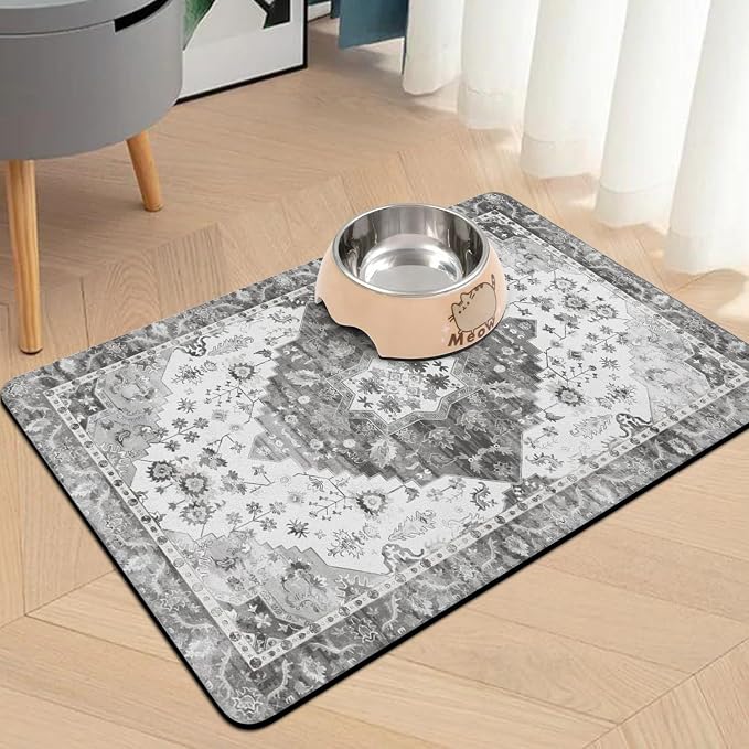 Pet Food Mats for Floor, Absorbent Dog Mat for Food and Water Dispenser Mat - Image 2