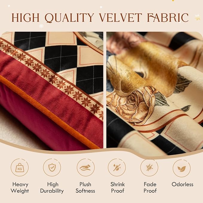 Grandmillennial Checkered Pillow Cover, Velvet Euro Sham Covers Decorative - Image 3