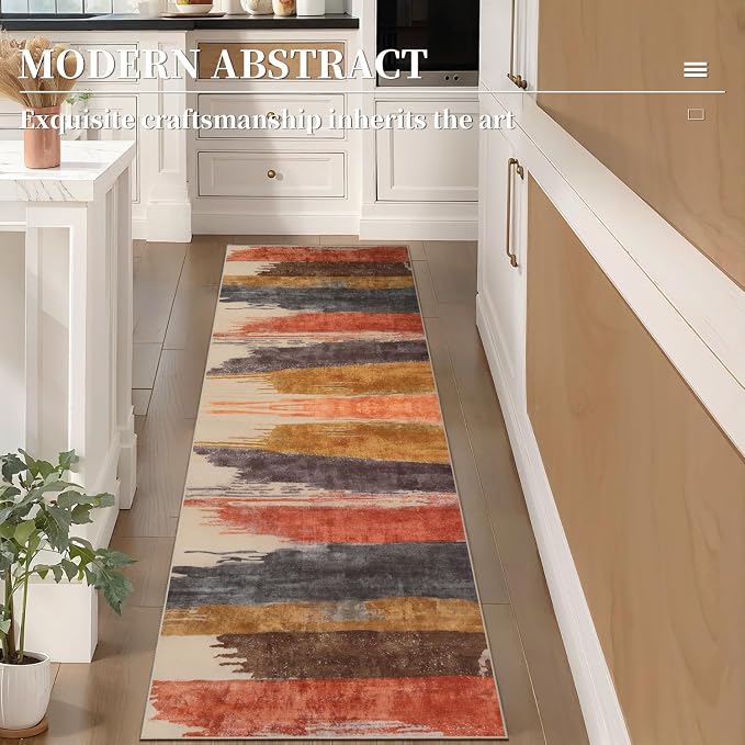 Ciicool 2x6 Washable Runner Rug, Modern Abstract Hallway Rug Runner, Non-Slip - Image 2