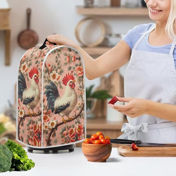Rooster Flower Print Blender Dust Cover Stand Mixer or Coffee Maker Appliance - Image 3