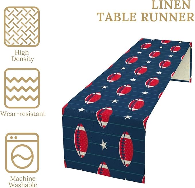 Football Table Runner Vintage American Football Game Days Seasonal Dinner Runner - Image 4