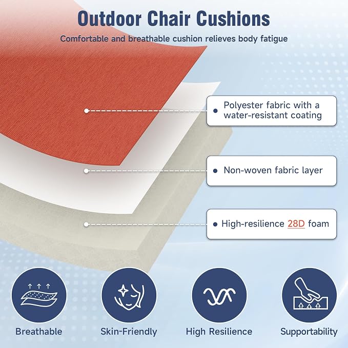 Outdoor Chair Cushions 23" x 24" x 4", Patio Deep Seat Replacement Cushions Set - Image 4