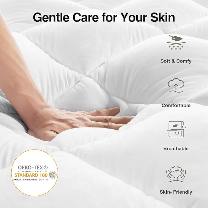 Novilla Queen Mattress Topper, Extra Thick Pillow Top Mattress Pad - Image 5