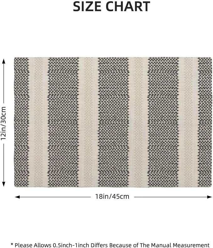 Black Polka Dot Placemats Set of 4, Boho Striped Decorative Table Mat 12 x 18 - Image 4