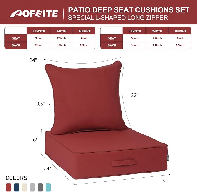 Outdoor 24''x 24''x 6'' Olefin Water-Resistant Deep Seat Cushion Set, Weather - Image 4