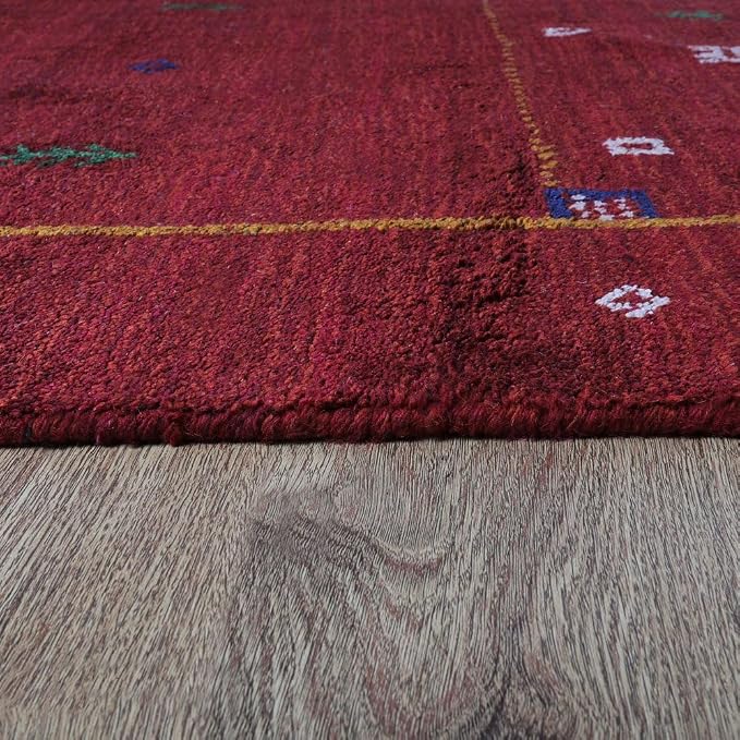 Rugsotic Carpets Hand Knotted Gabbeh Wool 6'x9' Area Rug Solid Blue L00111 - Image 6