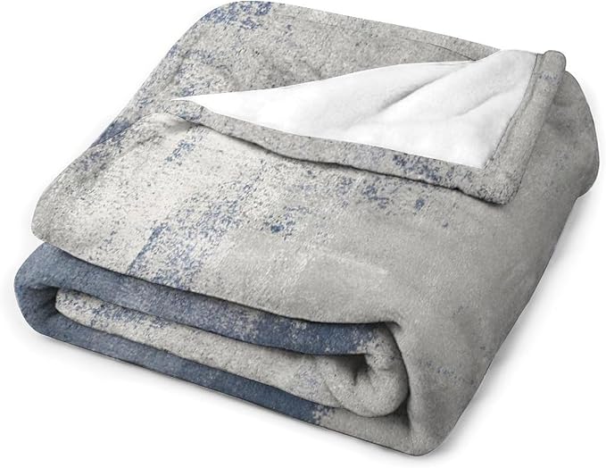 Abstract Gradient Blanket, Modern Fashion Art Blue Grey Painting Strokes - Image 4