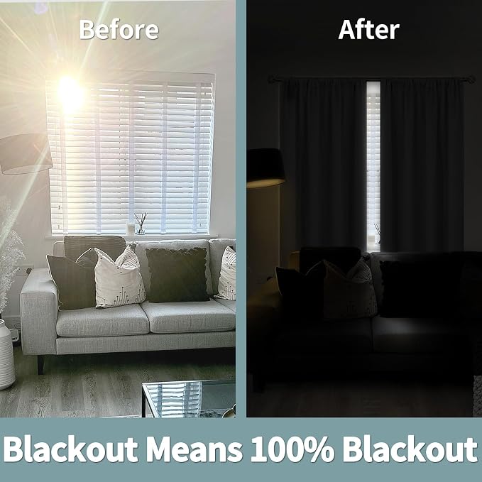 BGment 100% Blackout Curtains for Bedroom 54 Inch Length 2 Panels, Thermal - Image 3
