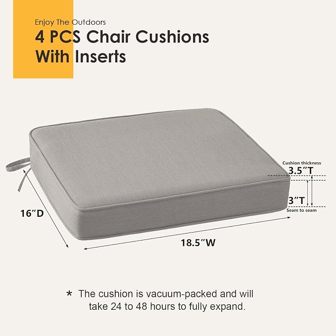 Outdoor Sunbrella Square Corner Seat Cushion, 18.5"x16"x3", Non Slip Outdoor - Image 6