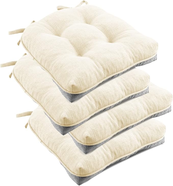 downluxe Indoor Chair Cushions for Dining Chairs, Tufted Overstuffed Textured by Downluxe