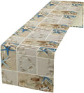 Nautical Coastal Table Runner, Beach Starfish Seashells Patchwork Table Runner by Unknown
