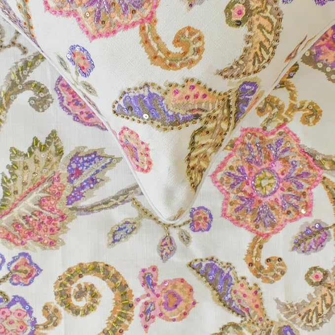 The HomeCentric King/Queen/Twin White & Pink Designer King 90"x18" Bed Runner - Image 2