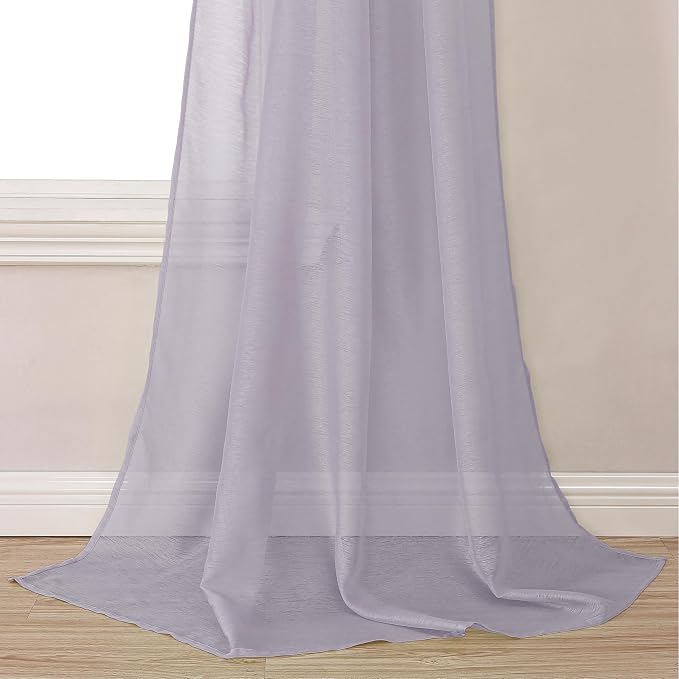 DONREN Lavender Purple Luxury Semi Sheer Window Scarf - Image 4