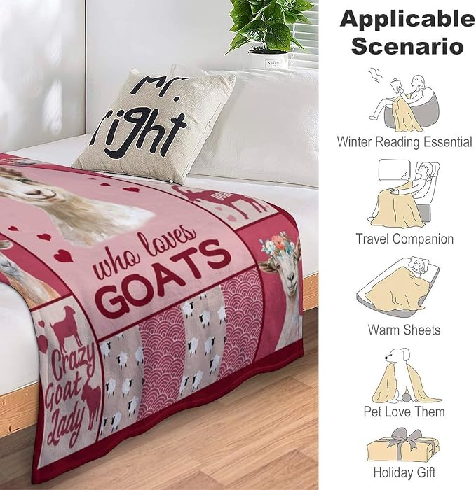 Goat Blanket Just A Girl Who Loves Goats Sheep Lamb Print Throw Blankets - Image 8