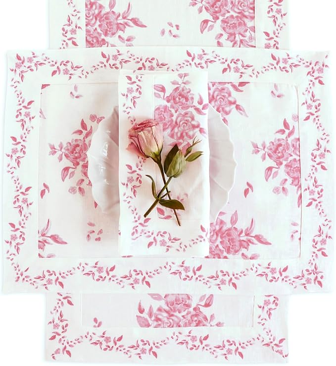 Solino Home Pink Floral Print Table Runner 90 Inches Long - Image 9