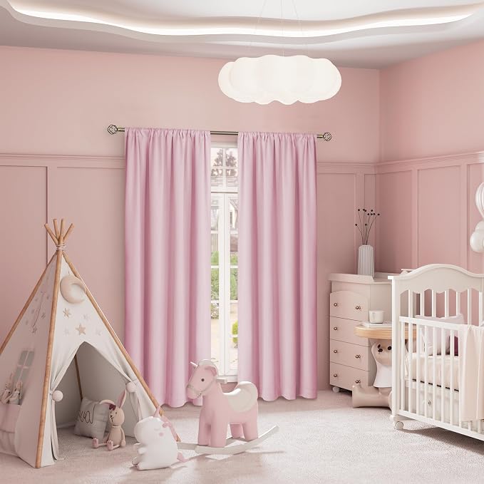 BGment Pink Blackout Curtains for Girls Room 2 Panels Set, Kids Curtains for - Image 2