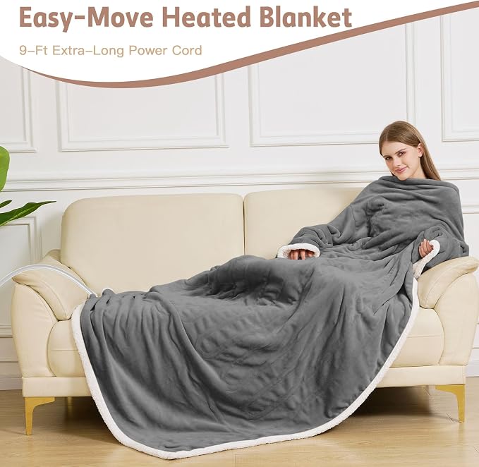 Heated Blanket, Sherpa Snuggle Throw Blanket, Warm Gift - Image 7