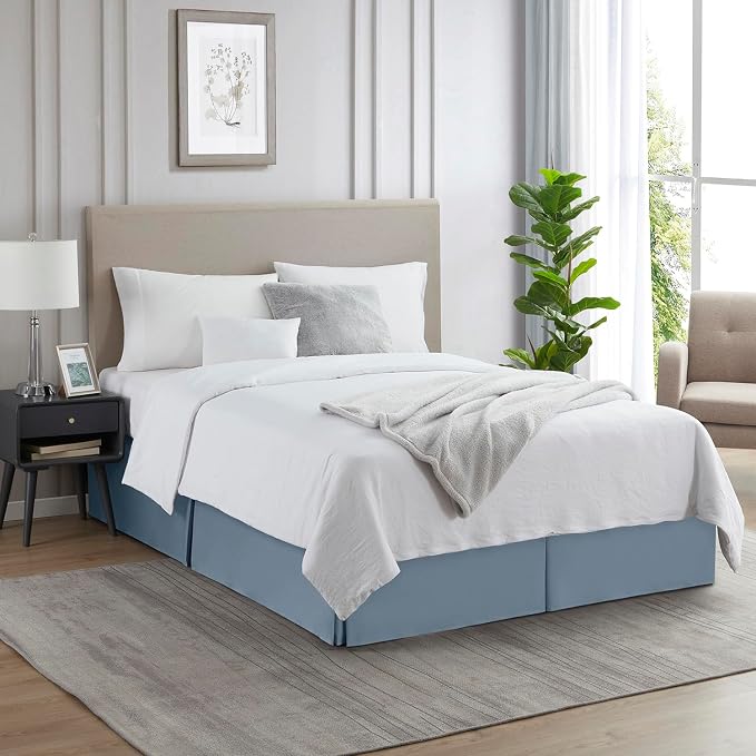 Nestl Stone Blue Full XL Bed Skirt - Image 4