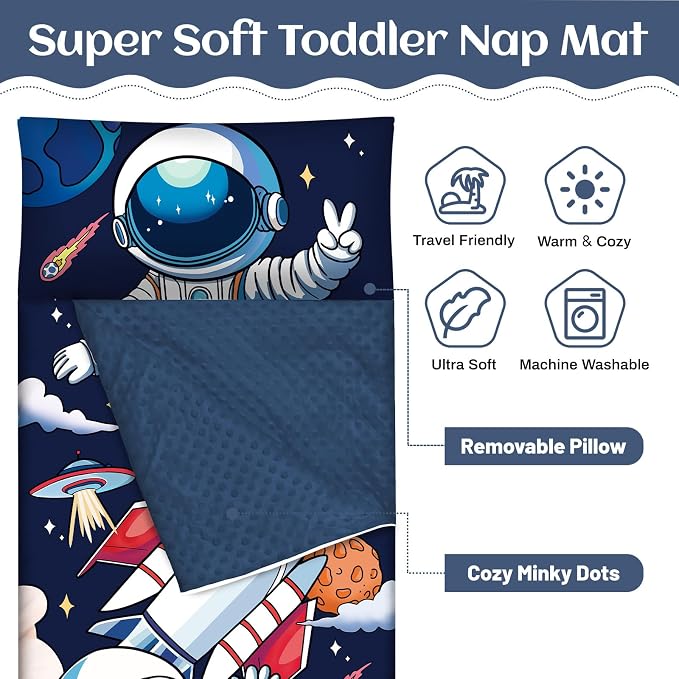 Toddler Nap Mat Kids Sleeping Bag 59‘’×24‘’, Soft Slumber Bag - Image 3