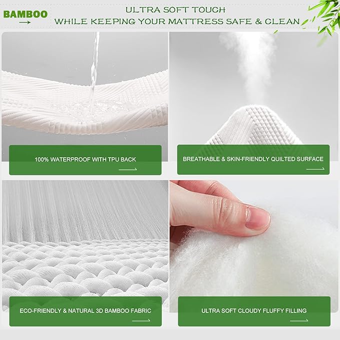 GRT Waterproof California King Mattress Protector Rayon Bamboo - Image 4