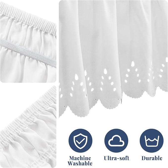 Twin Bed Skirt, Double-Layered Ruffled Eyelet Bed Skirt, Wrap-Around Elastic - Image 6