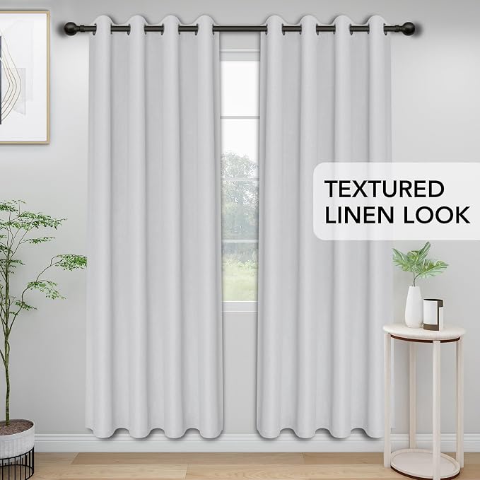 Easy-Going Linen Look Blackout Curtain 108 Inch Length Grommet Window Curtain - Image 2