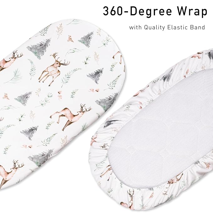Gllquen Baby Bassinet Sheets Set 2-Pack, Breathable Cozy Bassinet Fitted Sheet - Image 3