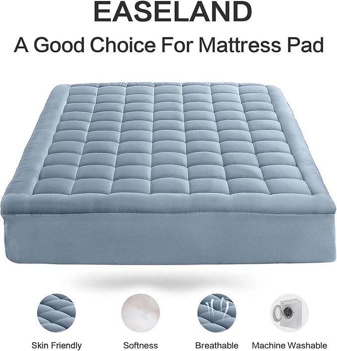 EASELAND Twin Size Mattress Pad Pillow Top Mattress Cover Quilted Fitted - Image 2