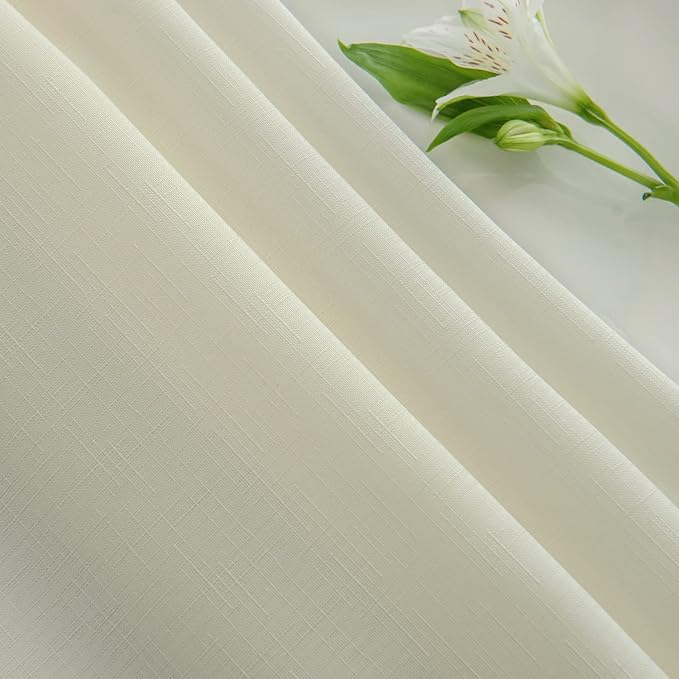 maxmill 2 Pack 60 x 84 Inch Ivory Faux Linen Textured Rectangle Tablecloth - Image 8