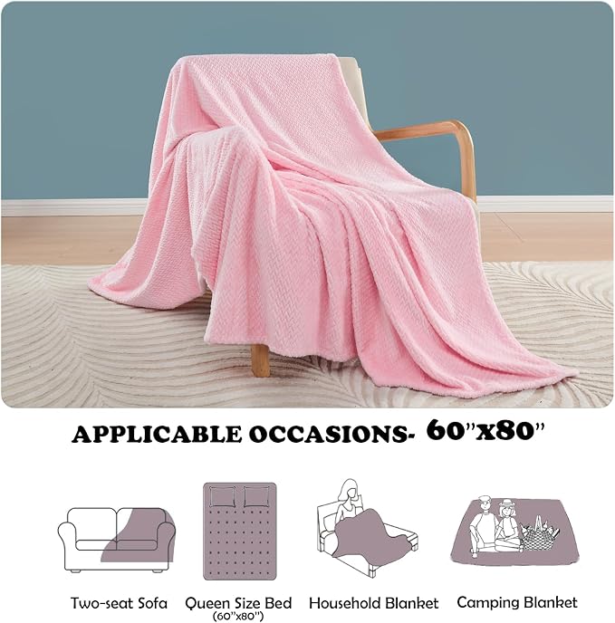 NEWCOSPLAY Super Soft Twin Blanket Pink Premium Silky Flannel Fleece Leaves - Image 5
