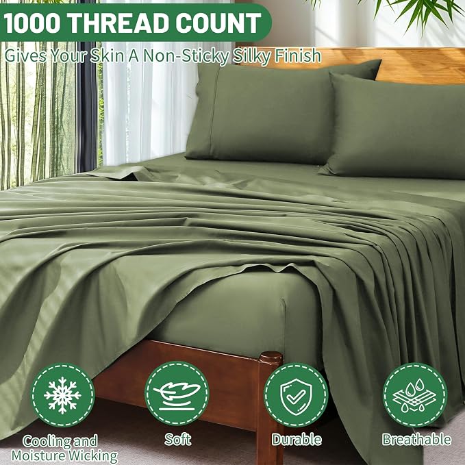 Extra Deep Pocket California King Sheets 18-24 Inch 1000 Thread Count 100% - Image 3