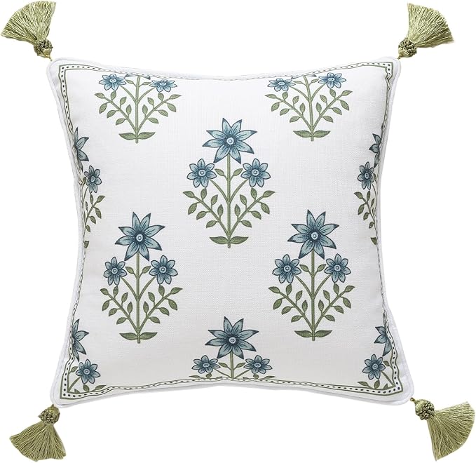 ISAENNE Design Fresh Linen Square Throw Pillow Covers 18"x18", French White by Isaennehomedecoration