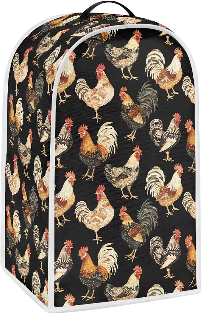 Chicken Rooster Print Blender Dust Cover, Stand Mixer or Coffee Maker Appliance by Annejudy