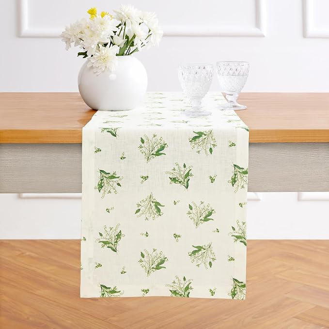 Solino Home Lily Floral Print Table Runner 90 Inches Long by SolinoHome