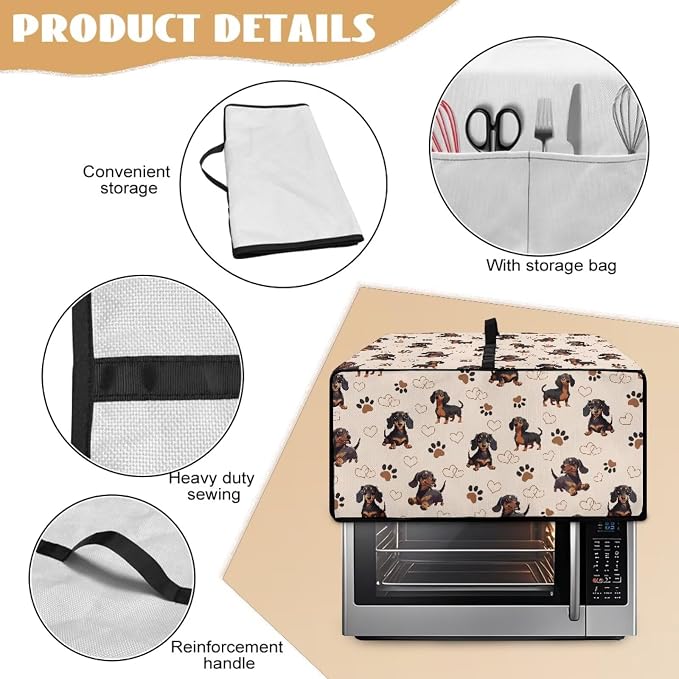 Dachshund Dog Heart Paw Print Toaster Oven Cover - Image 6