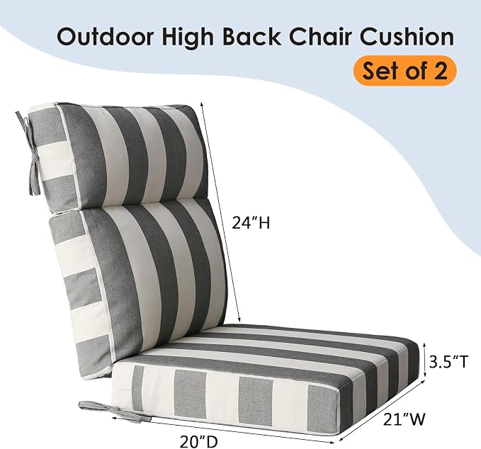 Outdoor High Back Chair Cushion Seat Pads, 44 x 21 Inch Water-Repellent & - Image 5