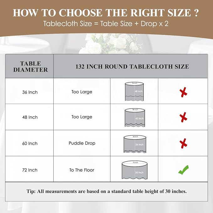Round Tablecloth 132 Inch 6 Pack Yellow Tablecloths Washable Decorative Linen - Image 2