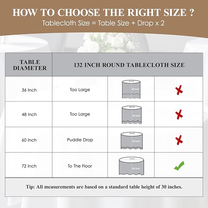 Round Tablecloth 132 Inch 2 Pack Pink Tablecloths Washable Decorative Linen - Image 2