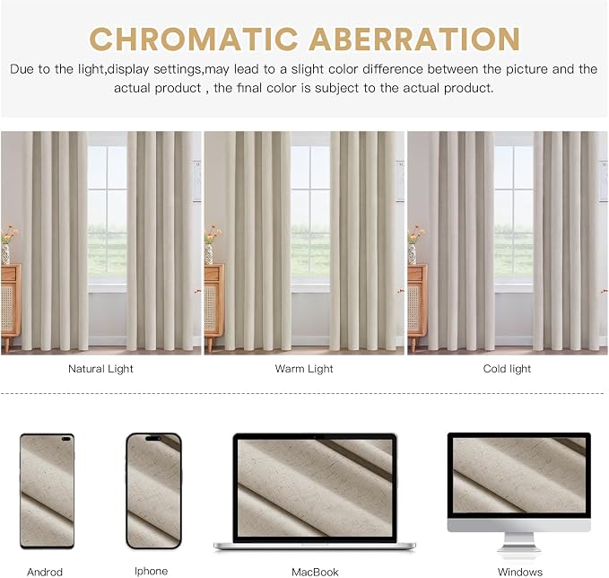 PrinceDeco Nature Linen Curtains 100% Back Out Curtains - Image 8