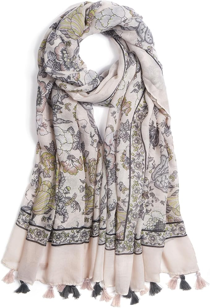 Scarf for Women Lightweight Soft Floral Leopard Printed Scarves Fall Winter by QIUTIMIY