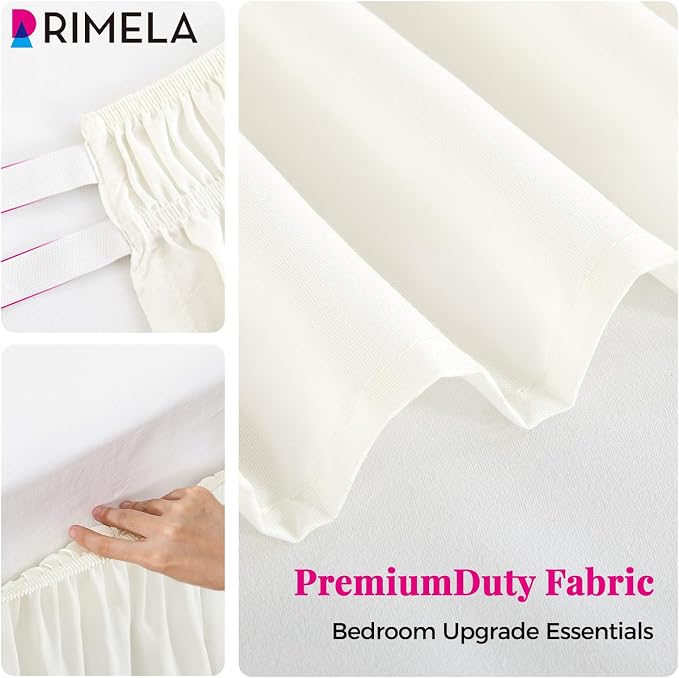 RIMELA Warm White Bed Skirt Queen 25 Inch Drop, Elastic Bed Skirts Queen Size - Image 7