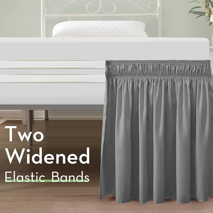 RIMELA Light Grey Bed Skirt Queen Size 21 Inch Drop, Elastic Bed Skirting - Image 7