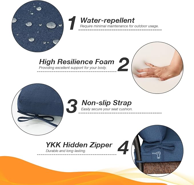 Sunbrella Outdoor High Back Chair Cushion Seat Pads, 44 x 21 Inch - Image 4