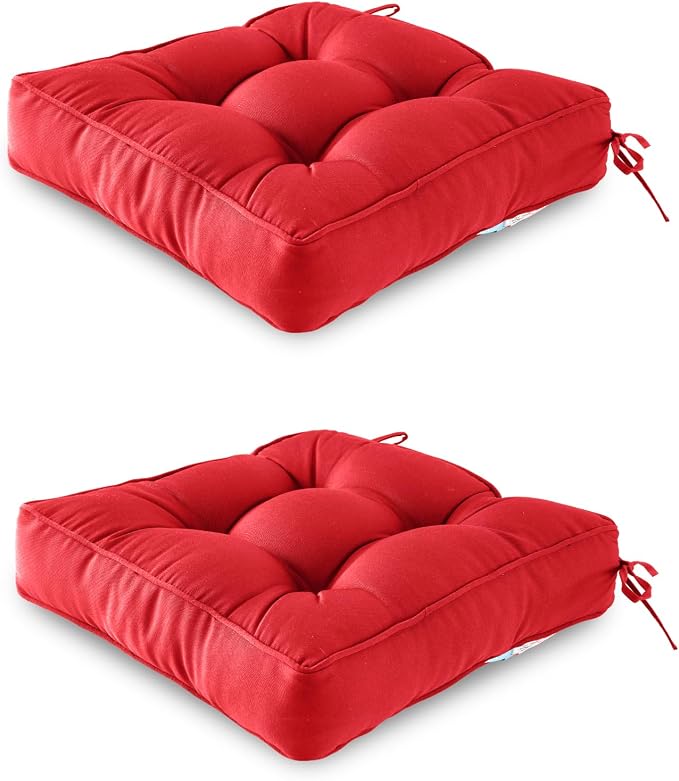 ARTPLAN Outdoor Seat Cushion, Square Thick Tufted Pure Chair Cushion by ARTPLAN