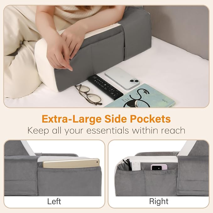 Vekkia 21" Reading Pillow for Sitting in Bed – 60° Ergonomic Wedge Back Pillow - Image 4