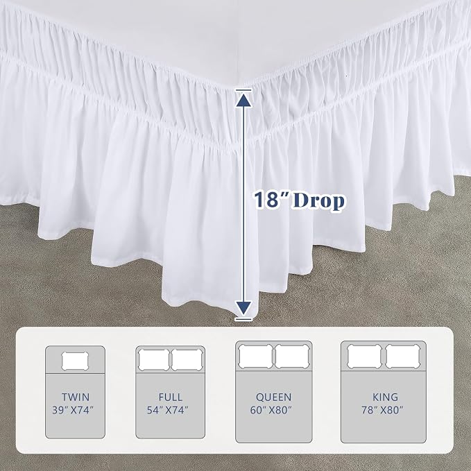 Queen Bed Skirt, Elastic Wrap Around Bed Skirt Queen Size, Bed Skirts - Image 2