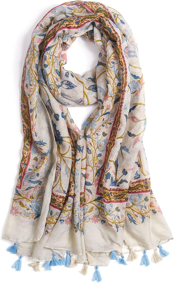 Scarf for Women Lightweight Soft Floral Leopard Printed Scarves Fall Winter by QIUTIMIY